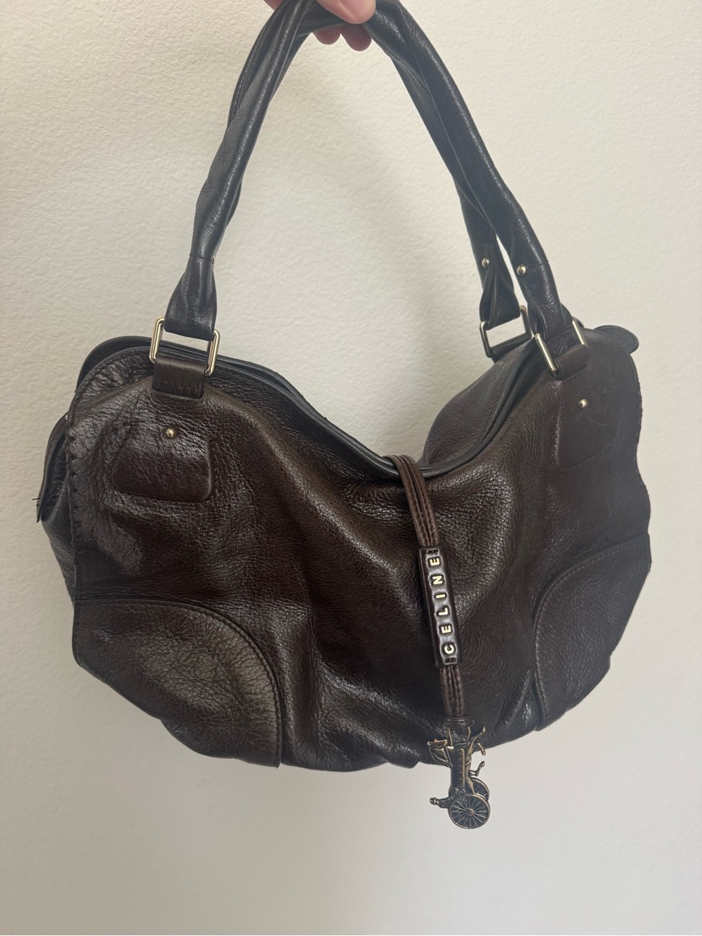 CELINE Brown bittersweet Leather Shoulder Bag